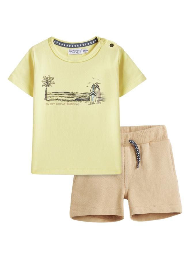 Dirkje Boys Graphic Cotton T-Shirt And Shorts Set - Image 1